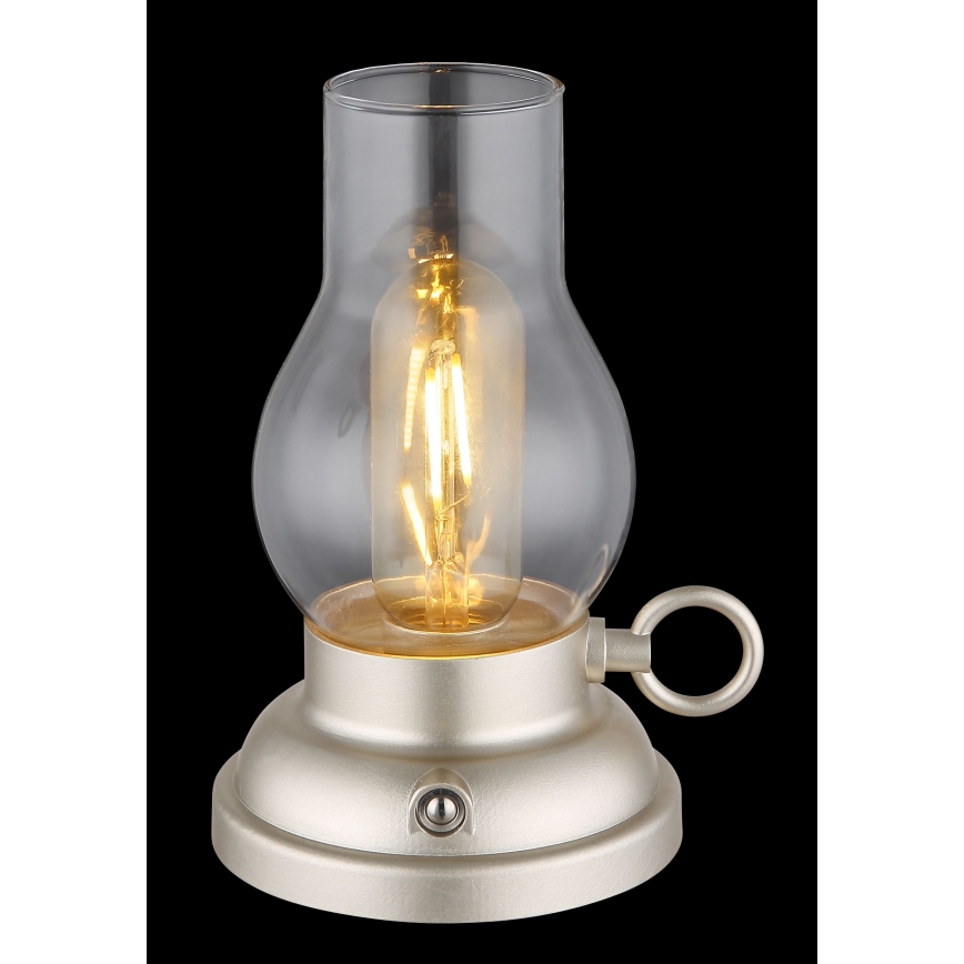 Globo - Dimmbare, aufladbare LED-Tischleuchte mit Touch-Funktion LED/1W/3,7V 1200 mAh matt Chrom
