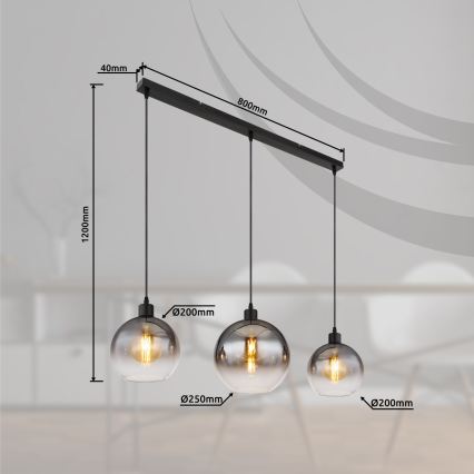 Globo - Pendelleuchte mit Kabelaufhängung 3xE27/60W/230V