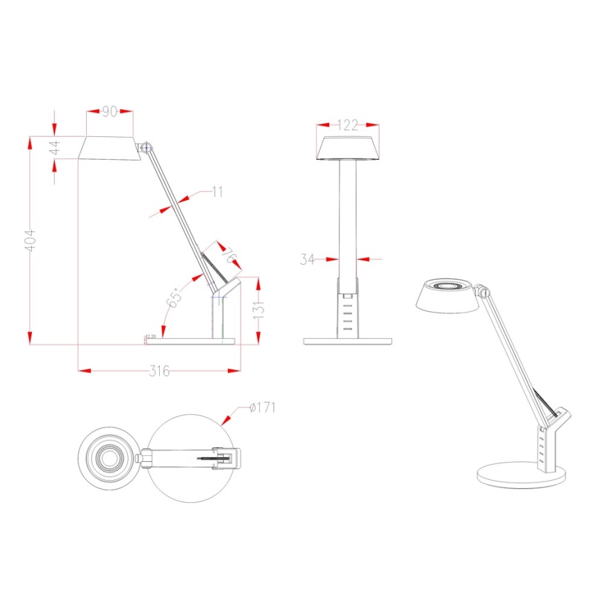Globo - Dimmbare LED-Tischleuchte mit Touch-Funktion LED/8W/230V 3000/4000/6500K