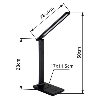 Globo - Dimmbare LED-Tischleuchte mit Touch-Funktion LED/5W/230V 2700/4000/6500K schwarz