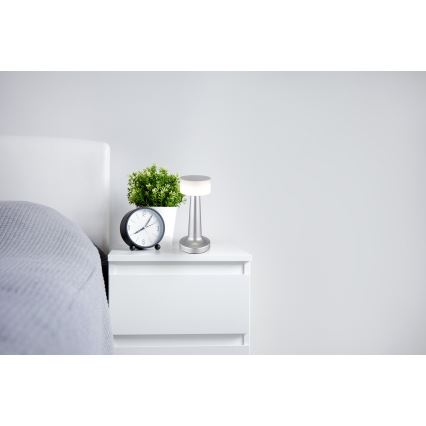 Globo - Dimmbare LED-Tischleuchte mit Touch-Funktion LED/1W/3,7V 2700K/4000K/6500K 800 mAh USB matt Chrom