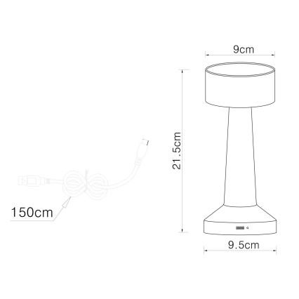 Globo - LED dimmbare Touch-Tischlampe LED/1W/3,7V 2700K/4000K/6500K 800 mAh USB matt Chrom