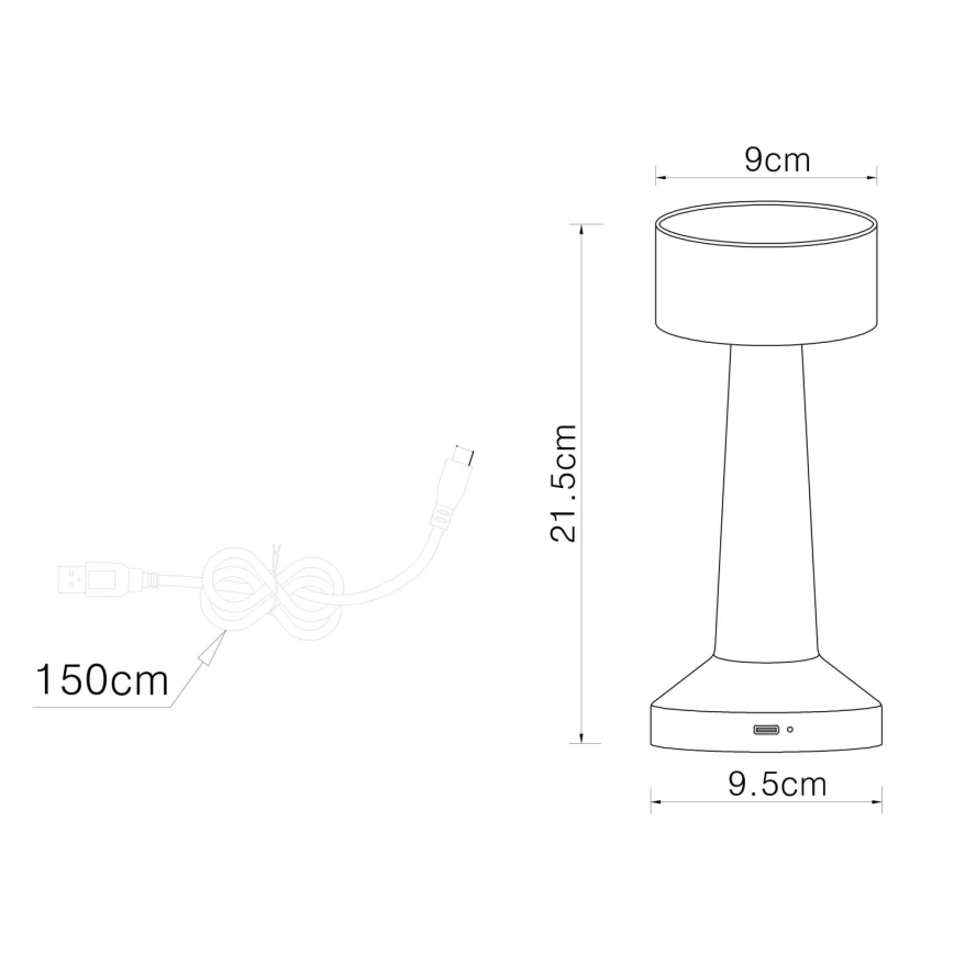 Globo - LED dimmbare Touch-Tischlampe LED/1W/3,7V 2700K/4000K/6500K 800 mAh USB matt Chrom