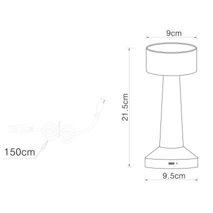 Globo - Dimmbare LED-Tischleuchte mit Touch-Funktion LED/1W/3,7V 2700K/4000K/6500K 800 mAh USB schwarz