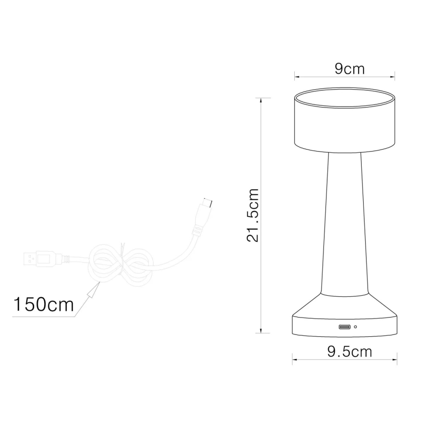 Globo - LED dimmbare Touch-Tischlampe LED/1W/3,7V 2700K/4000K/6500K 800 mAh USB weiß