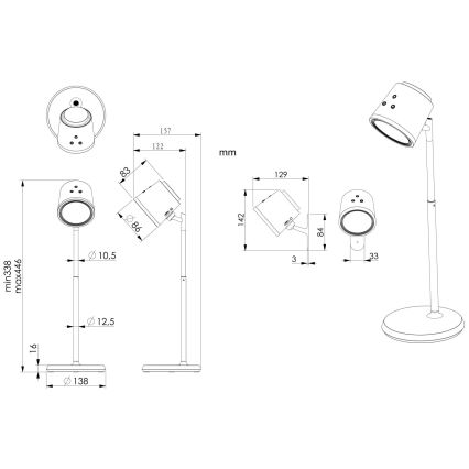 Globo - LED dimmbare Touch-Tischlampe 4in1 LED/6W/3,7V 3000K/4000K/6500K 1500 mAh USB schwarz