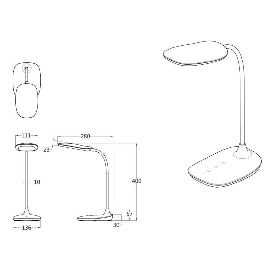 Globo - Dimmbare LED-Tischleuchte mit Touch-Funktion LED/9W/230V 3000K/4000K/6500K CRI 90 schwarz