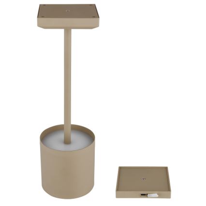 Globo - dimmbare LED-Tischlampe mit Touch-Bedienung, wiederaufladbar, LED/1,5 W/5 V, 2200 mAh, beige