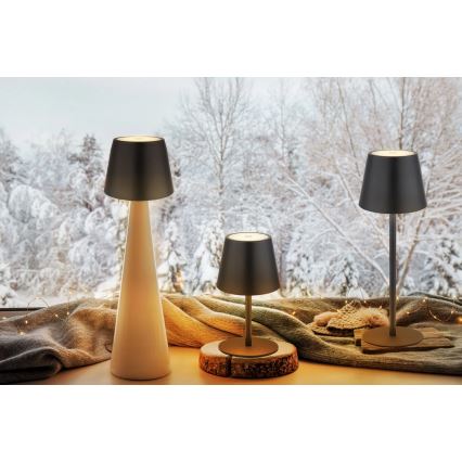 Globo - LED, dimmbar, mit Touch-Bedienung, wiederaufladbare Außen-Tischlampe 3-in-1 LED/3W/5V 3000/4000/5000K IP54 1800 mAh schwarz
