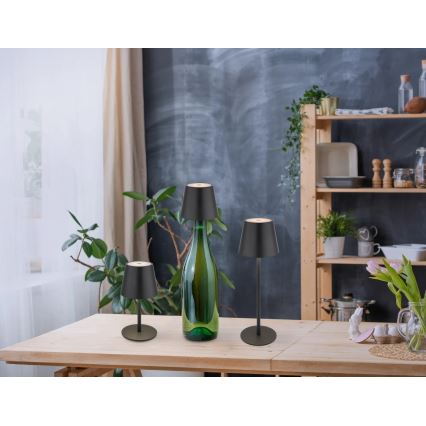 Globo - LED, dimmbar, mit Touch-Bedienung, wiederaufladbare Außen-Tischlampe 3-in-1 LED/3W/5V 3000/4000/5000K IP54 1800 mAh schwarz