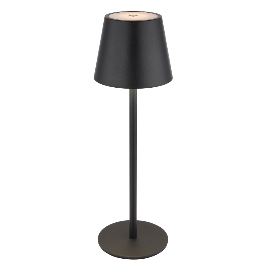 Globo - LED, dimmbar, mit Touch-Bedienung, wiederaufladbare Außen-Tischlampe 3-in-1 LED/3W/5V 3000/4000/5000K IP54 1800 mAh schwarz