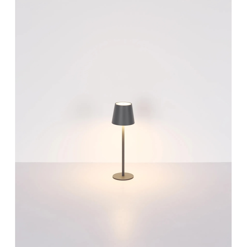 Globo - LED dimmbare, wiederaufladbare Touch-Tischlampe für den Außenbereich 3-in-1 LED/3W/5V 3000/4000/5000K IP54 1800 mAh grau