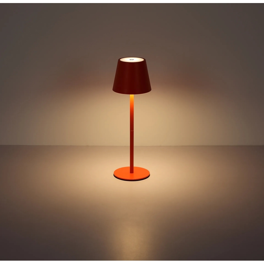 Globo - LED, dimmbar, mit Touch-Steuerung, wiederaufladbare Außen-Tischleuchte 3-in-1 LED/3W/5V 3000/4000/5000K IP54 1800 mAh rot