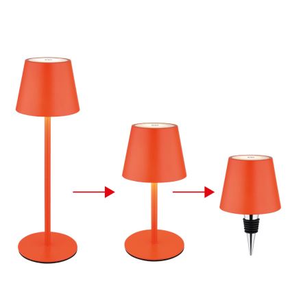 Globo - LED, dimmbar, mit Touch-Steuerung, wiederaufladbare Außen-Tischleuchte 3-in-1 LED/3W/5V 3000/4000/5000K IP54 1800 mAh rot