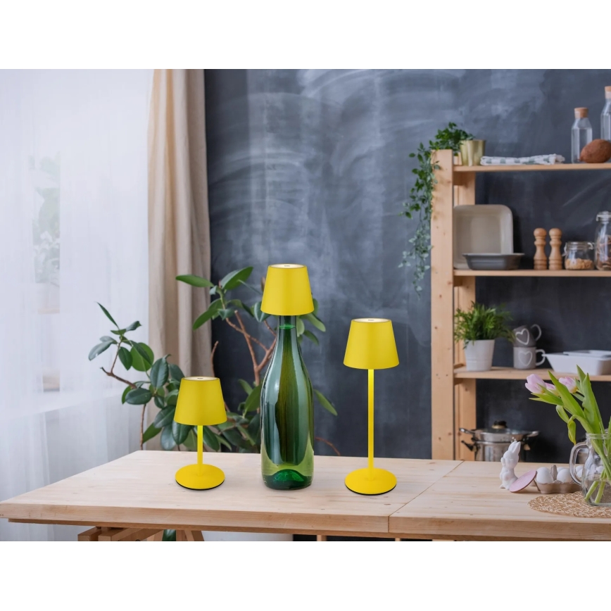 Globo - LED dimmbar, mit Touch-Bedienung, wiederaufladbare Outdoor-Tischleuchte 3-in-1 LED/3W/5V 3000/4000/5000K IP54 1800 mAh gelb