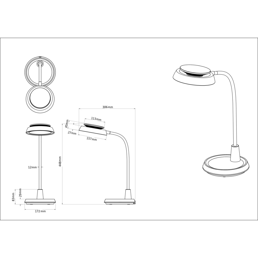 Globo - LED dimmbare Touch-Tischlampe LED/12W/230V 3000/4000/6500K weiß