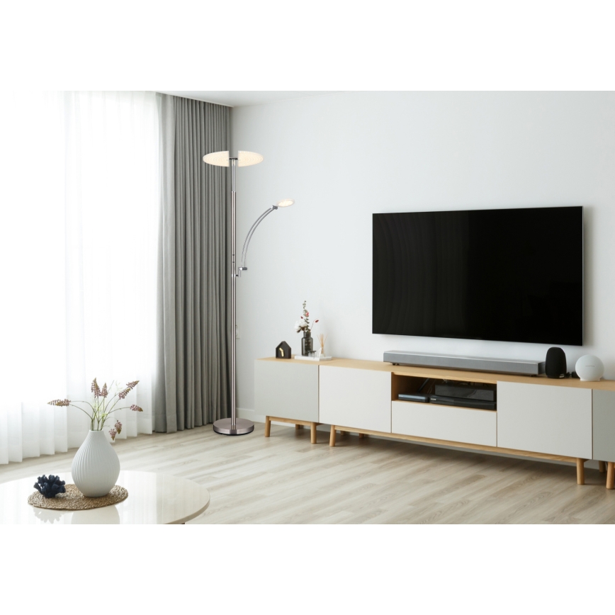 Globo - dimmbare LED-Stehleuchte LED/40W/230V + LED/5,5W 2700/4000/6000K mattchrom