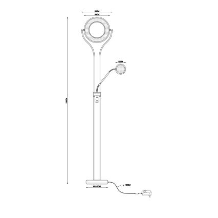 Globo - dimmbare LED-Stehlampe LED/20W/230V + LED/4W 3000K mattchrom
