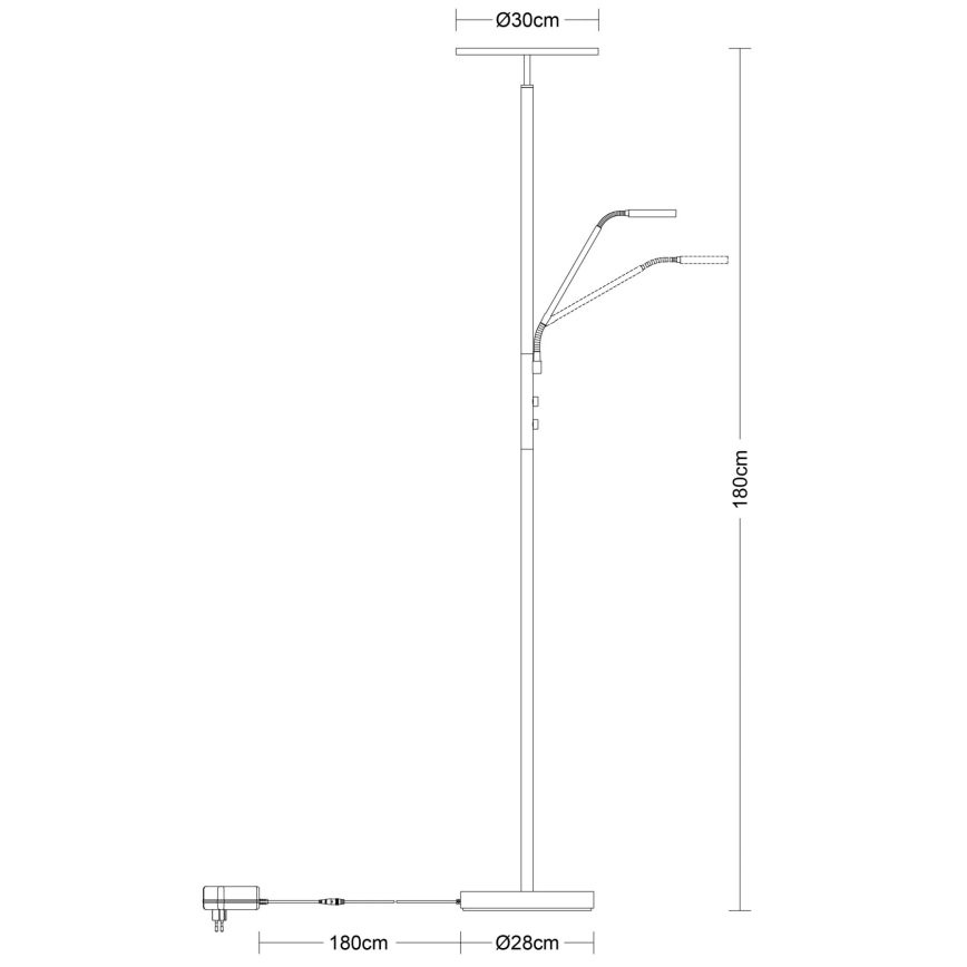 Globo - dimmbare LED-Stehleuchte LED/28W/230V + LED/5W 3000K, glänzender Chrom