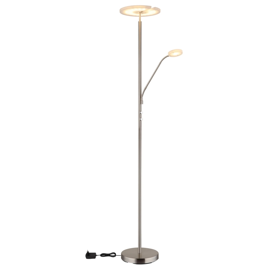Globo - Dimmbare LED Stehleuchte LED/28W/230V + LED/5W 3000K mattchrom
