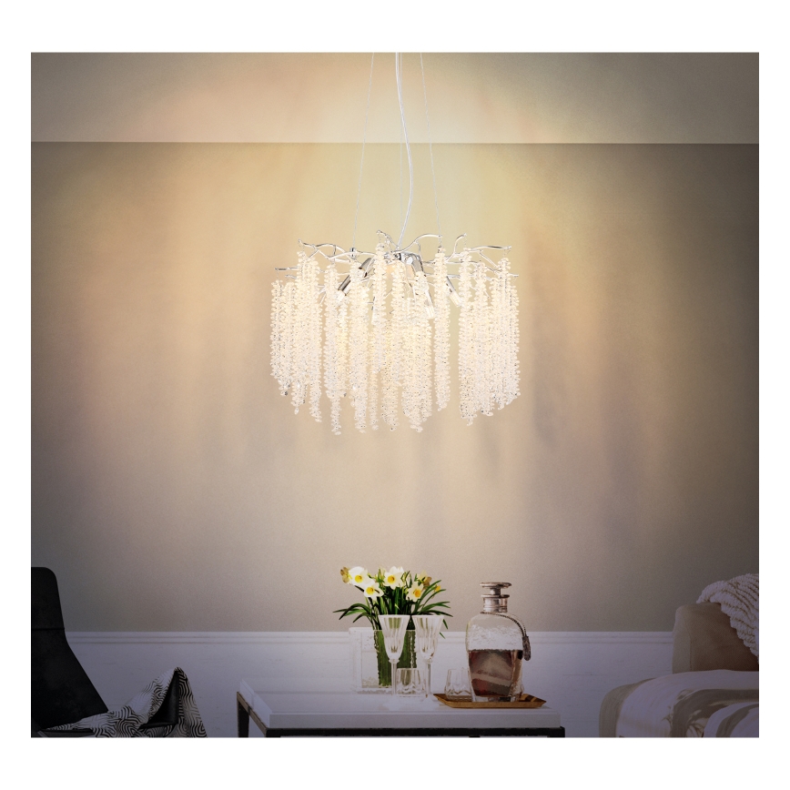 Globo - LED-Pendelleuchte an Drahtseil 6xG9/8W/230V