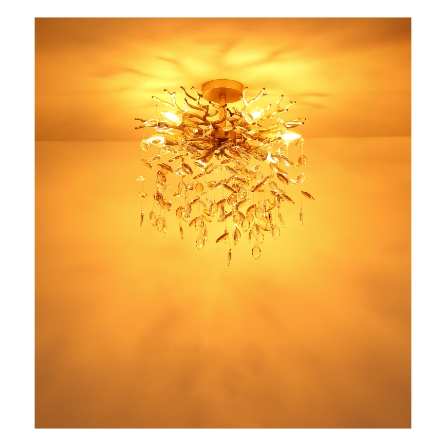 Globo - Kronleuchter an Stange 6xE14/40W/230V goldfarben