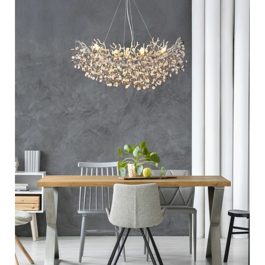 Globo - Kronleuchter an Kabel, 10xE14/40W/230V, silber