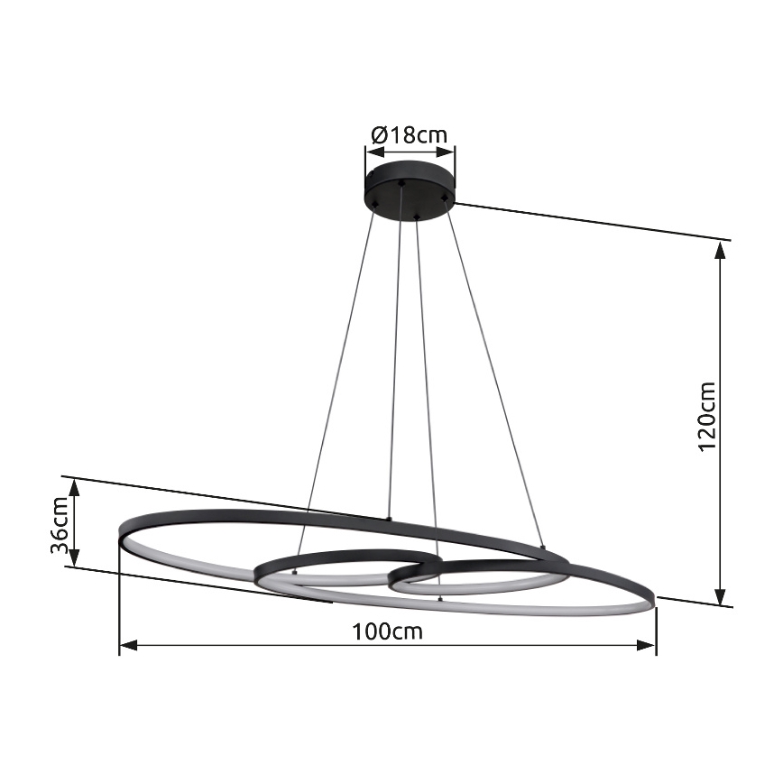 Globo - LED-Deckenleuchte an Kabel LED/39W/230V 2700/4000/6500K