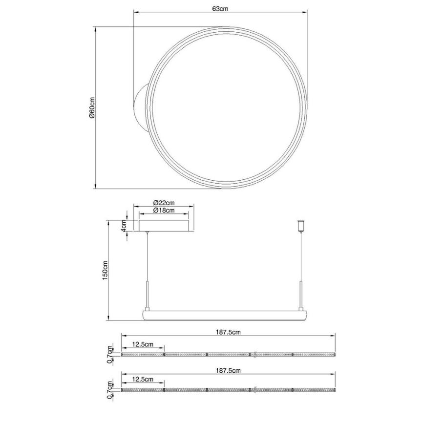 Globo - Dimmbare LED-Hängeleuchte LED/36W/230V 2700-6000K schwarz + Fernbedienung