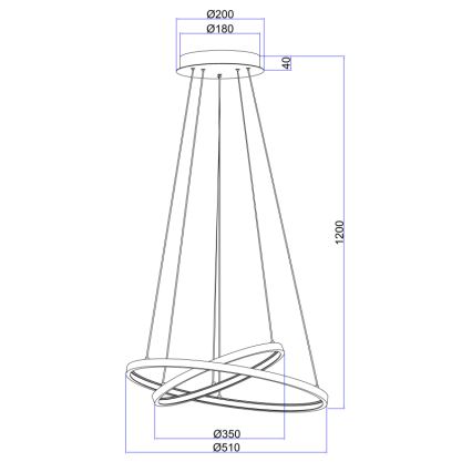 Globo - LED dimmbare Hängeleuchte an Seil 2xLED/21W/230V