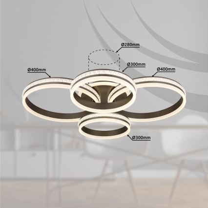 Globo - Dimmbare LED-Deckenleuchte LED/90W/230V 2700K-6000K + Fernbedienung