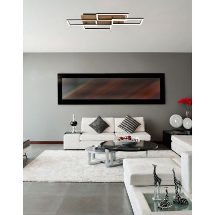 Globo - Dimmbare LED-Deckenleuchte LED/40W/230V 2700-6500K 32,5x87,5 cm braun/schwarz + Fernbedienung