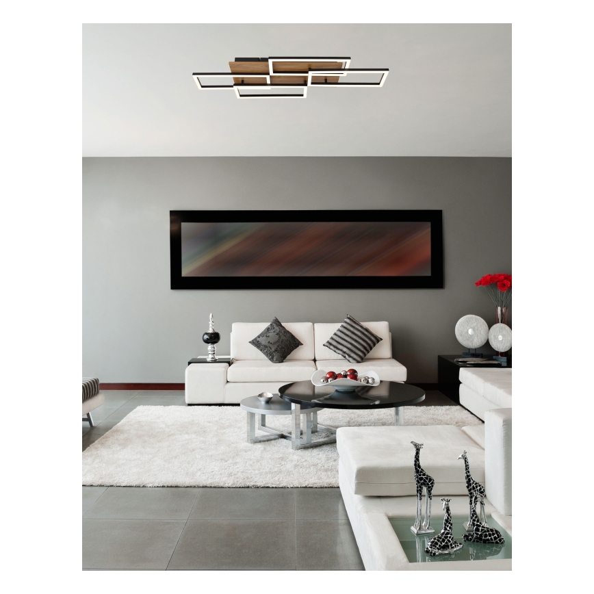 Globo - Dimmbare LED-Deckenleuchte LED/40W/230V 2700-6500K 32,5x87,5 cm braun/schwarz + Fernbedienung