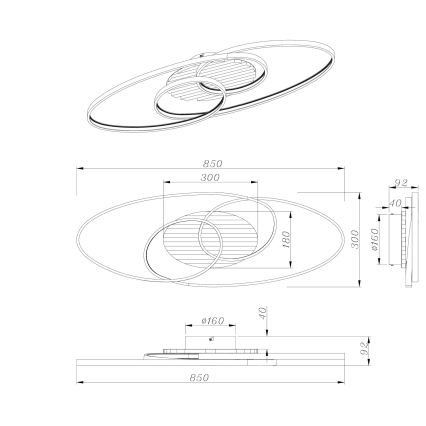 Globo - LED-Deckenleuchte LED/40W/230V 3000K 85x30 cm