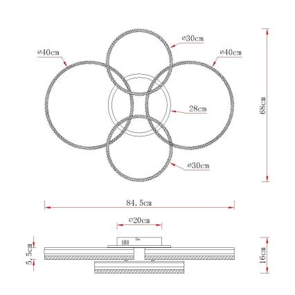 Globo - dimmbare LED-Deckenleuchte LED/90W/230V 2700-6000K silber + Fernbedienung