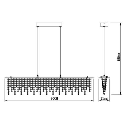 Globo - Dimmbare LED-Kristall-Hängeleuchte an Schnur LED/24W/230V 3000-6000K + Fernbedienung