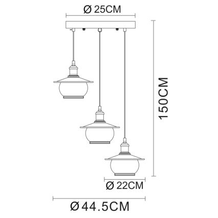 Globo - Decken-Hängeleuchte 3xE27/60W/230V