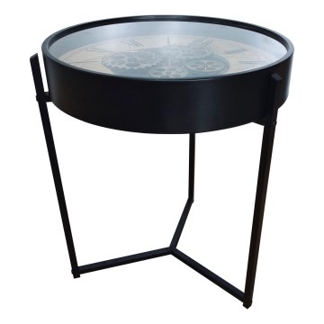 Globo - Couchtisch mit Uhr Ø 49 cm schwarz