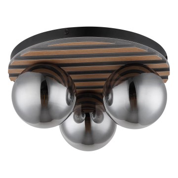 Globo - Deckenleuchte 3x E27/40 W/230 V, Ø 39 cm, braun/rauchfarben