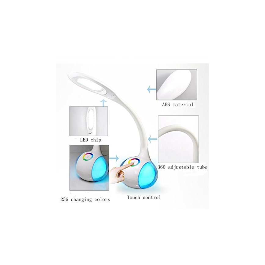 Globo 58279 - LED tischlampe TARRON 1xLED/5W + 2xLED/0,1W