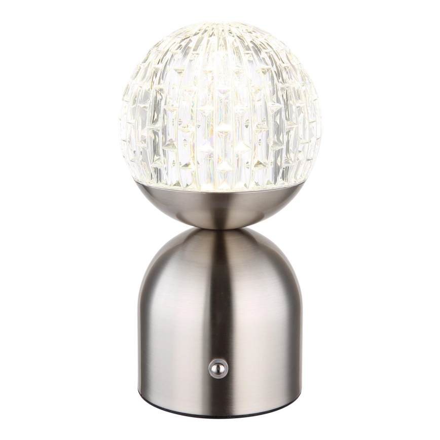 Globo - Dimmbare LED-Tischleuchte mit Touch-Funktion LED/2,5W/3,7V 2700/4000/6500K 1800 mAh USB matt Chrom