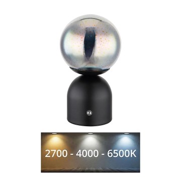 Globo - Dimmbare LED-Tischleuchte mit Touch-Funktion LED/2,5W/3,7V 2700K/4000K/6500K 1800 mAh USB schwarz