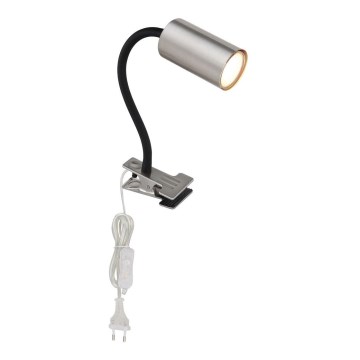 Globo - Flexible Lampe mit Clip 1xGU10/25W/230V Schwarz/Glänzendes Chrom