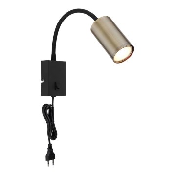 Globo - Flexibler Wandleuchte 1xGU10/25W/230V Schwarz/Messing