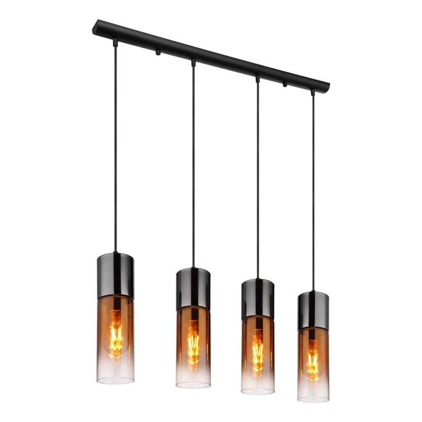 Globo - Hängeleuchte 4xE27/25W/230V schwarz/kupfern
