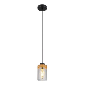 Globo - Hängeleuchte an Kabel 1xE27/40W/230V Metall/Holz