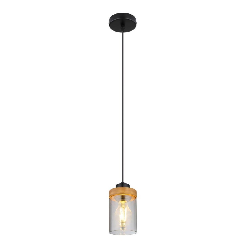 Globo - Hängeleuchte an Kabel 1xE27/40W/230V Metall/Holz