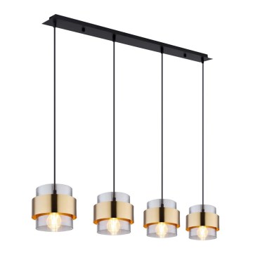 Globo - Hängeleuchte an Kabel 4xE27/60W/230V schwarz/Messing