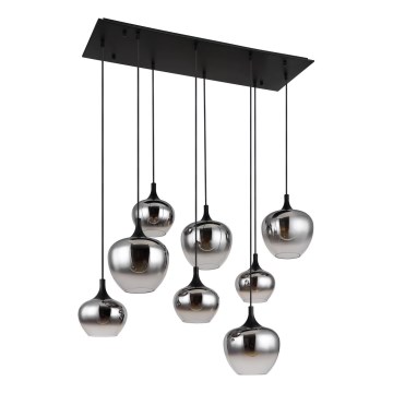 Globo - Kronleuchter mit Seilaufhängung 8xE27/40W/230V schwarz