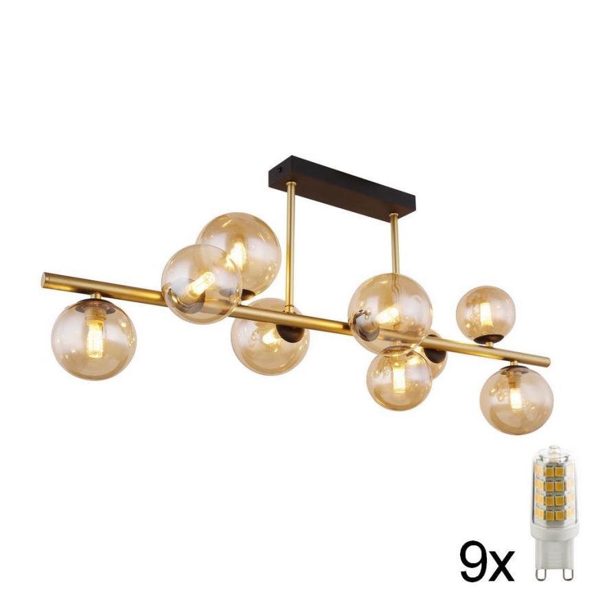 Globo - LED-Deckenleuchte an Stange 9xG9/3W/230V Messing